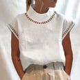 thumbnail image 2 of Enjoytime Women's Tops Solid Color Cut Out High Neck Short Sleeve Shirts Spring Summer Breathable Casual Blouses, 2 of 6