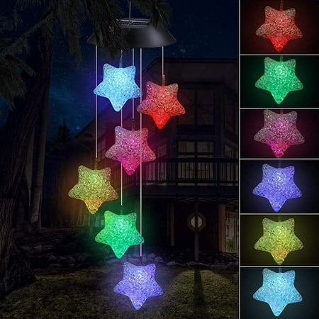 LINLIN Solar Wind Chime Light, Wind Chime Lights Color Changing Outdoor Home Mobile Hanging Bells Chime Waterproof for Patio Yard Garden