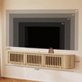 thumbnail image 5 of Weselon 71" Floating TV Stand for TVs up to 80 Inch, 2-in-1 Mid-Century Modern Wall Mounted or Floor Media Console with Slatted Doors, Natural, 5 of 10