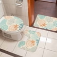 thumbnail image 4 of Coastal Turquoise Bath Mat 3 Piece Bathroom Rug Set, Ocean Coral Starfish Shell Modern Sea Non Slip Bath Rug Contour Mat and Toilet Lid Cover, Absorbent Shower Mats Soft Bath Rugs and Mats Sets, 4 of 8
