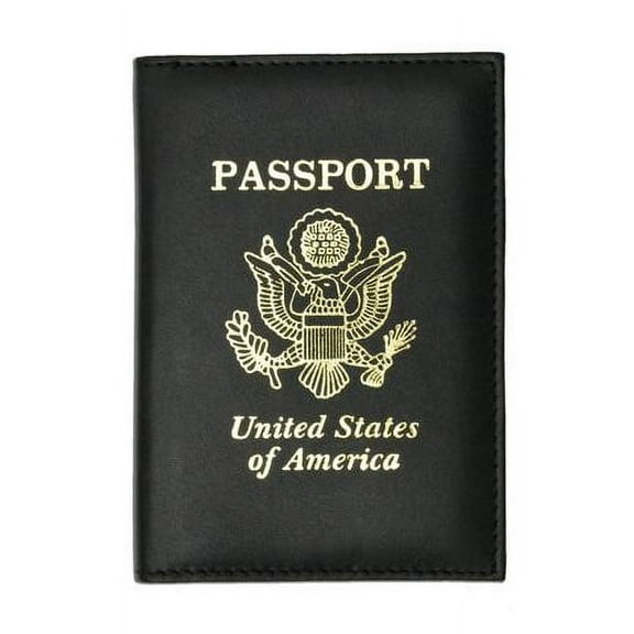 Marshal Wallet® RFID Blocking Premium Leather United States Passport Holder Golden Print Emblem RFID P 601 USA