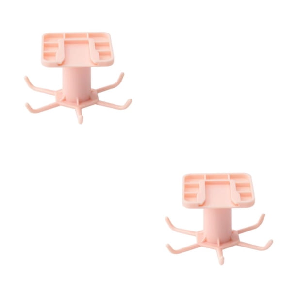 Yuarrent Colgador de cocina ABS, reemplazo autoadhesivo, Color sólido, 6 garras, taza desmontable, herramienta de cocina, soporte para estante Rosa 2Conjunto
