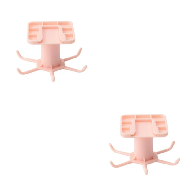 Maytalsory 1/2/3/5 Kitchen Hanger Self-adhesive Replacement Solid Color Punch-free 360 Degree Rotatable 6 Claw Detachable Mug Brush Rack Pink 2PCS