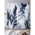 thumbnail image 3 of Navy Blue Palm Leaf Sheer Curtains 84 Inch Length 2 Panels Set, Botanical Vintage Tropical Leaves Voile Window Treatment Rod Pocket Curtains Sheers Drapes for Bedroom/Living Room/Kitchen 52"x84"x2, 3 of 7