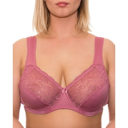 

Underwire Full Coverage Bra Wide Straps Support Panels Plus Size 34 36 38 40 42 44 / C D E F G H I J (42I Dusty Pink)