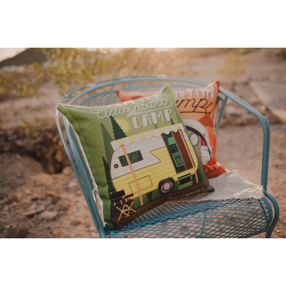 Happy Camper | Green | Pillow Cover | Camper Decorations | Throw Pillow | Vintage Camper | Camper Gifts | Camper Decor | Gift Ideas