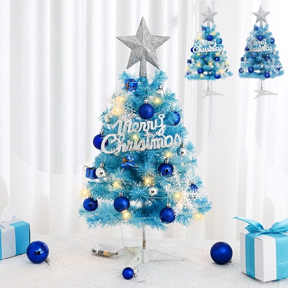 Skegnu Mini Christmas Tree Blue Desktop Small Christmas Tree Living Room Ornament Christmas Decoration Holiday Gifts