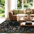 thumbnail image 5 of Wonnitar 4x6 Floral Washable Rug, Black Rugs for Bedroom, Soft Low Pile Living Room Area Rug, Non-Slip Throw Carpet for Dorm Office, 5 of 11