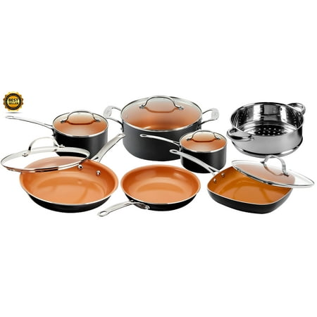 Gotham Steel Nonstick Black Frying Pan & Cookware Set, 12