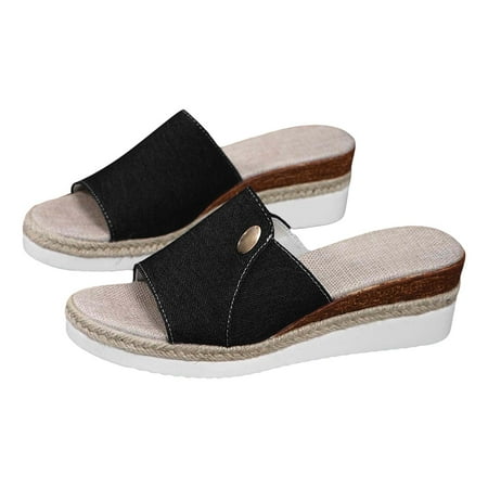 

NOKIO Breathable Slippers for Women Summer Beach Slope Heel Slippers Hollow Casual Slippers Slope Bottom Shoes Retro Sandals