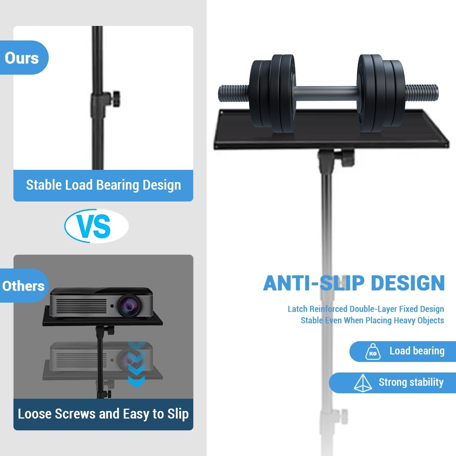 Laptop Stand, Projector Stand, Adjustable Height 26 to 63 Inch Laptop Tripod Stand, Portable Tripod Tall Floor for Office Home or Studio