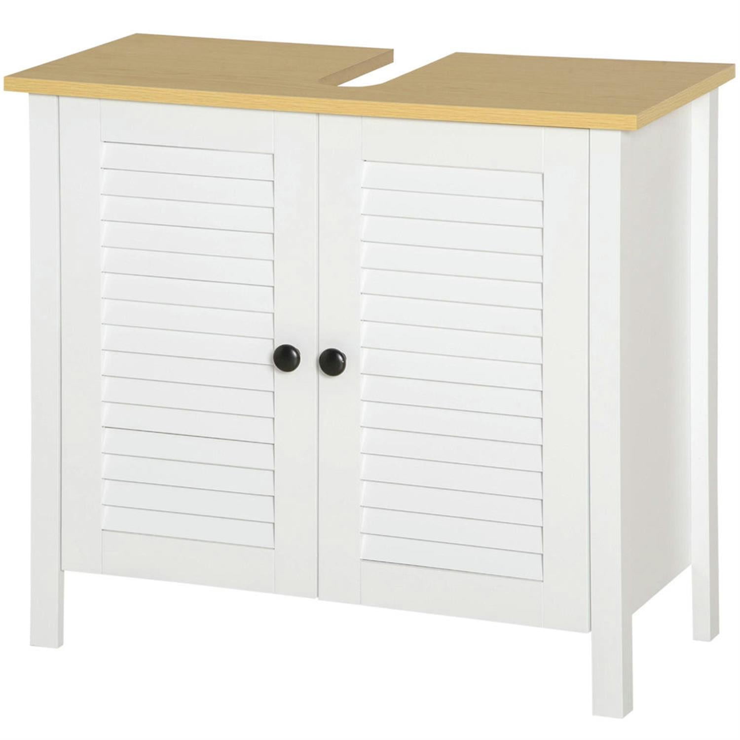 Demi Bonn 23" Bathroom Vanity with Sink Pipe Slot, Pedestal Sink 2-Door Cabinet, Under Sink Cabinet, White