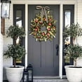 thumbnail image 4 of Fall Wreath, Pomegranate Wreath, Rustic Simple Decor, Fall Door Wreaths Autumn Wreath, Autumn Wreath Frame for Front Door Outside, Pomegranate Wreath for Front Door Farmhouse Thanksgiving Decor, 4 of 4