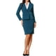thumbnail image 2 of Conjunto de traje de 2 piezas Inspire Chic para mujeres, conjunto de negocios, chaqueta de manga larga con solapa, traje formal de falda M azul, 2 of 6