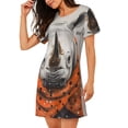thumbnail image 2 of Vsdgher Chemise de Nuit à Pois Motif Rhino Bienvenue pour Femmes Manches Courtes Col Rond Mignonne Robe de Nuit Confortable, 2 of 6