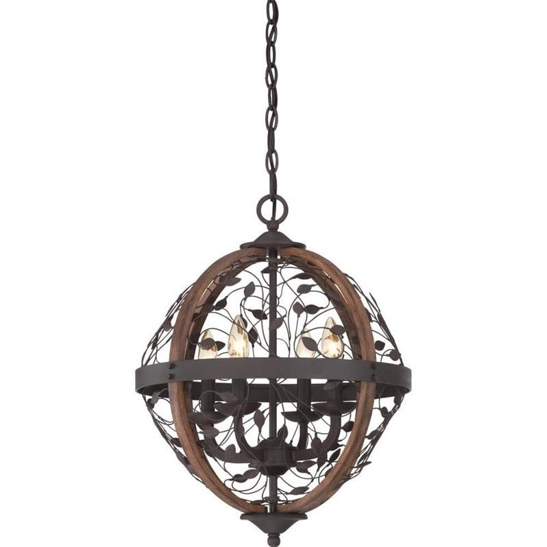 Quoizel Chamber Cage Chandelier With 4 Lights In Darkest Bronze