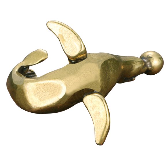 ETEREAUTY Retro Style Brass Sea Lion Statue Plated Gold Animal Figurine Decorative Craft for Room and Office Ornament
