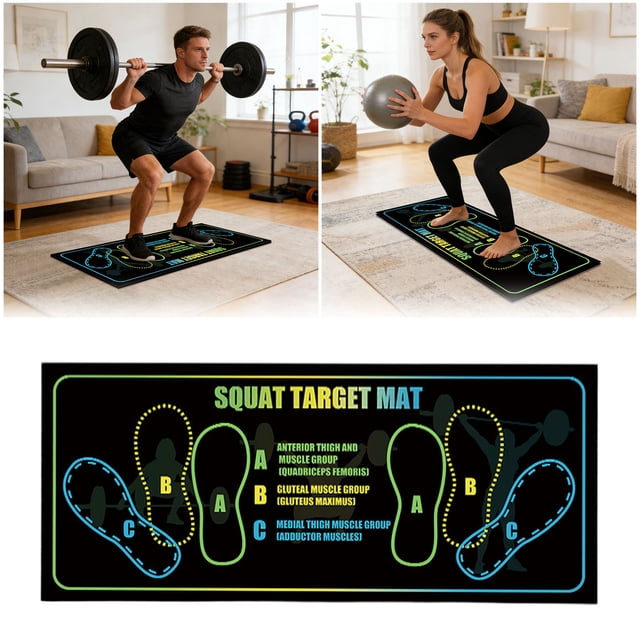 Klonfd Squat Mat With Position 35x80cm Squat Mats Diatomaceous Earth Rubber Squat Mat For Home Yoga & Abs | Perfect For Squats Lunges & Core