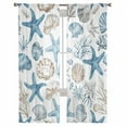 thumbnail image 3 of Blue Beige Coastal Sheer Curtains 84 Inches Long 2 Panels Set, Window Sheer Curtains for Living Room/Bedroom, Summer Beach Nautical Starfish Shell Light Filtering Rod Pocket Curtain 52'' x 84'' x 2, 3 of 7