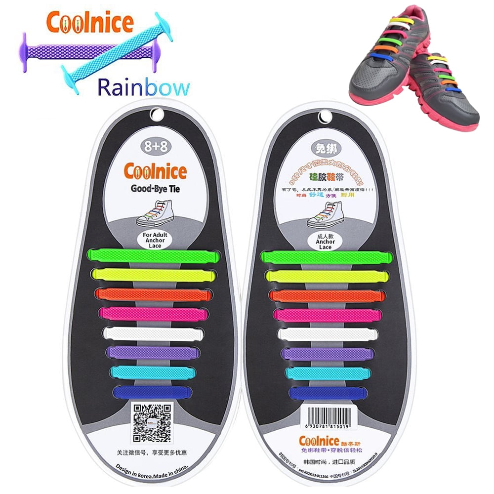 4 Colors Gejoy 12 Packs No Tie Shoelaces Waterproof Elastic Silicone Adults Tieless Shoe Laces for Sneakers 
