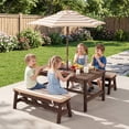 thumbnail image 2 of Gymax Kids Picnic Table Outdoor Wooden Table & Bench Set with Removable Umbrella, 2 of 10
