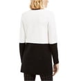 thumbnail image 2 of Charter Club Women's Petite Faux-Leather-Trim Colorblock Cardigan White Size Petite, 2 of 3