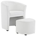 thumbnail image 2 of Home Square 2 Piece Faux Leather Accent Chair Set with Ottoman in White, 2 of 6