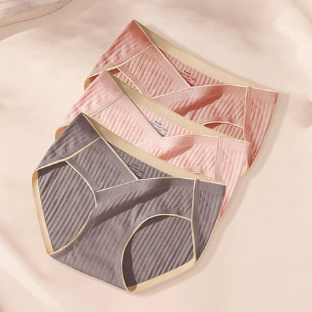 FUNUONY Big Sale!! 2025 Trendy Panties for Women Soft High Waisted Underwear Cheeky High Cut Stretch Ladies Briefs Three Pack Underwear One Mid Waist Underwear Underwear and Comfortable Beige Xxl