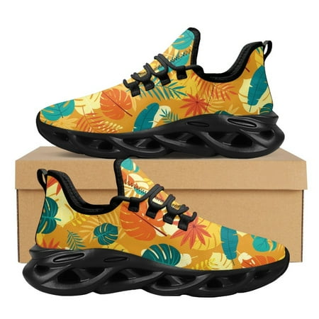

Tropical Rainforest Banana Leaf a Ladies Outdoor Thin Line Walking Shoes Breathable Lightweight Sports Shoes