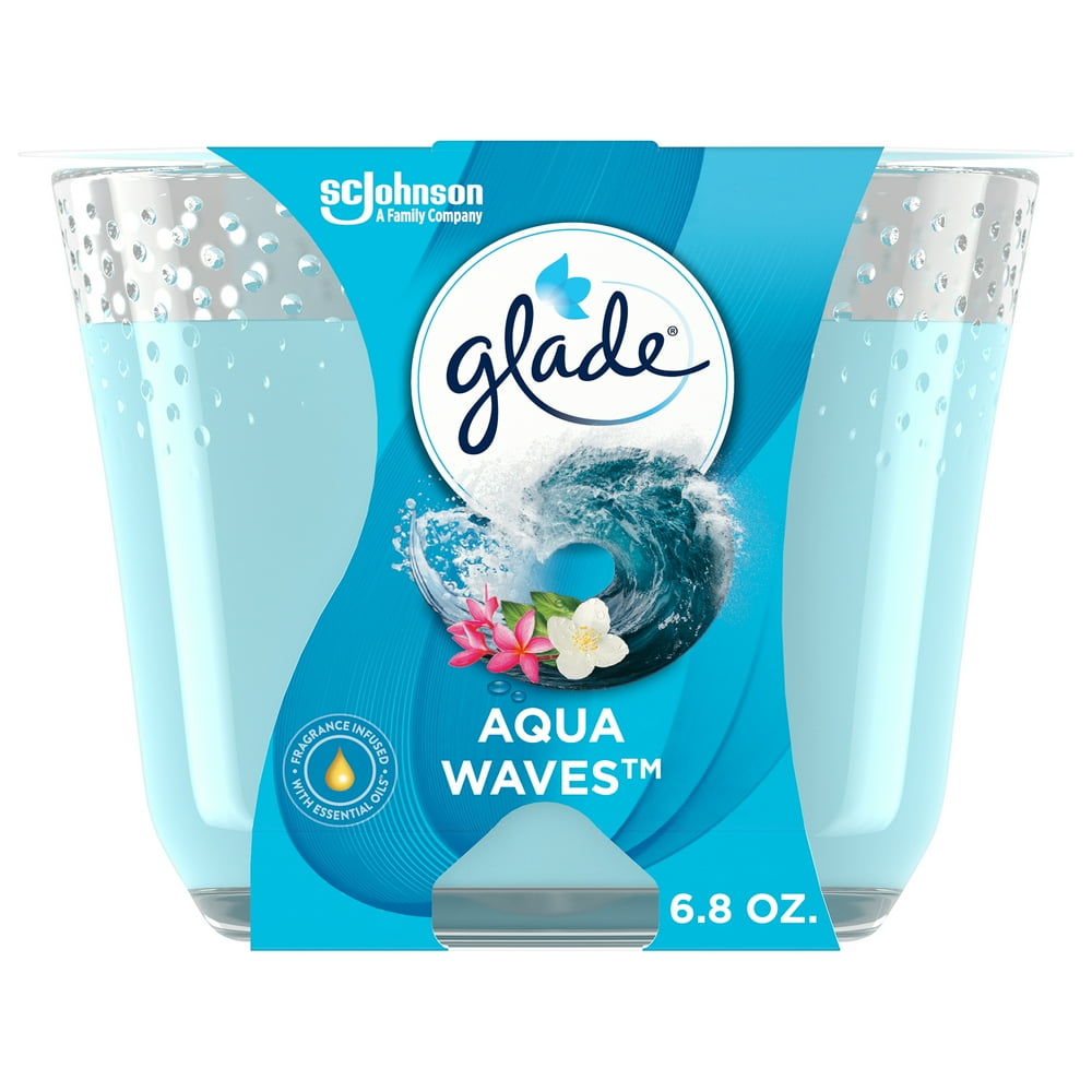 Glade 3 Wick Candle, Scented Candles, Aqua Waves, 6.8 oz