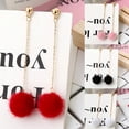 thumbnail image 2 of Grandest Birch 1 Pair Women Earrings Lightweight Jewelry 5 Colors Fluffy Ball Long Dangle Earrings for Cocktail Faux Fur,Alloy Blu, 2 of 8