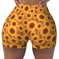 thumbnail image 2 of Daiia Brown Wood Grain Sunflower A Pattern Women's Workout Shorts Biker Shorts - High Waisted Workout Spandex Tummy Control Gym Running Yoga Shorts-Medium, 2 of 8