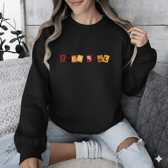 Retro Taco Bell Inspired Classic Fast Food Fan Vintage Style Graphic Sweatshirt up to size 5XL