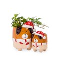 thumbnail image 3 of Dog With Santa Hat Footed Planter, 3 of 3