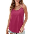 thumbnail image 3 of Otntypg Womens Spaghetti Strap Tank Top Cute Adjustable Scoop Neck Flowy Camisole Tops Loose Fit Casual Shirts Summer Beach Vacation Tanks Shirts Hot Pink L, 3 of 7
