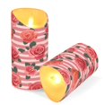 thumbnail image 2 of 2 PCS Tilted Flameless Candles Flickering LED Lights Battery Operated Candles with Remote Timers for Holiday Decor Roses and Stripes Pattern, 2 of 7