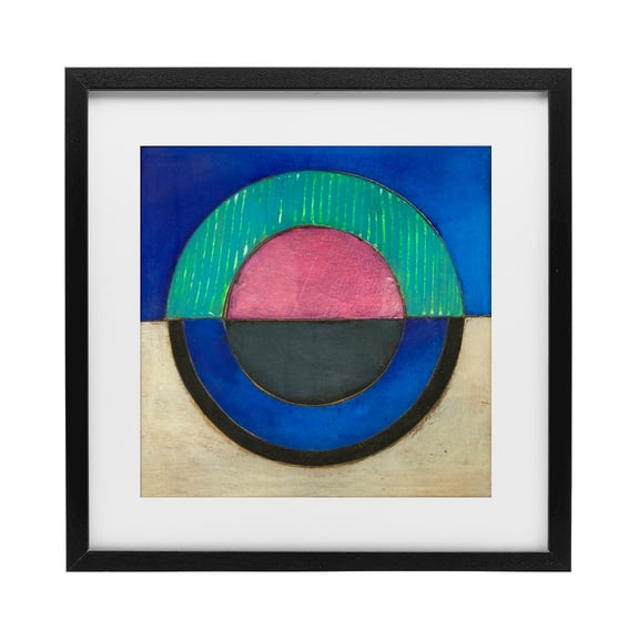 Stupell Industries Blue Toned Distressed Circle Black Framed Print Under Glass, design by Matthew Finger