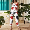 thumbnail image 3 of Fgvctg Valentine's Day Overalls for Women Wide Leg Pant Date Night Spaghetti Straps Fashion Love Heart Graphic Jumpsuits Sleeveless Bib Overalls Sprimg Romper Clothes With Pockets Red L, 3 of 4