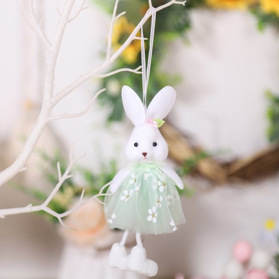 Easter Bunny Tree Pendant Ornament, Hanging Car Home Decor, Cute Plush Doll Accent, Spring Season Gift Idea
