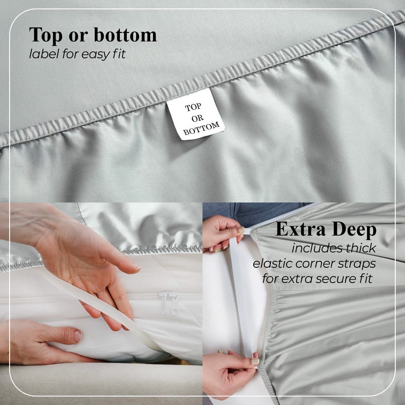Superior Apus 100% Cotton 15" Deep Pocket Sheet Set, California King, Silver