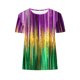 thumbnail image 4 of Xuyuer Happy Mardi Gras Shirt Womens Mardi Gras Day Heart Tshirt Tuesday Carnival Tee New Orleans Party Short Sleeve Casual Short Sleeve Tops Holiday Bleached Short Sleeve Tops, 4 of 5