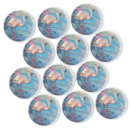 

Strong Refrigerator Magnet Fridge Sticker Graceful Ripple - Surrounded Flamingo 12Pcs Beautiful Photo Decorative Magnet Set Small Round Crystal Glass Craftwork for Refrigerator Decor