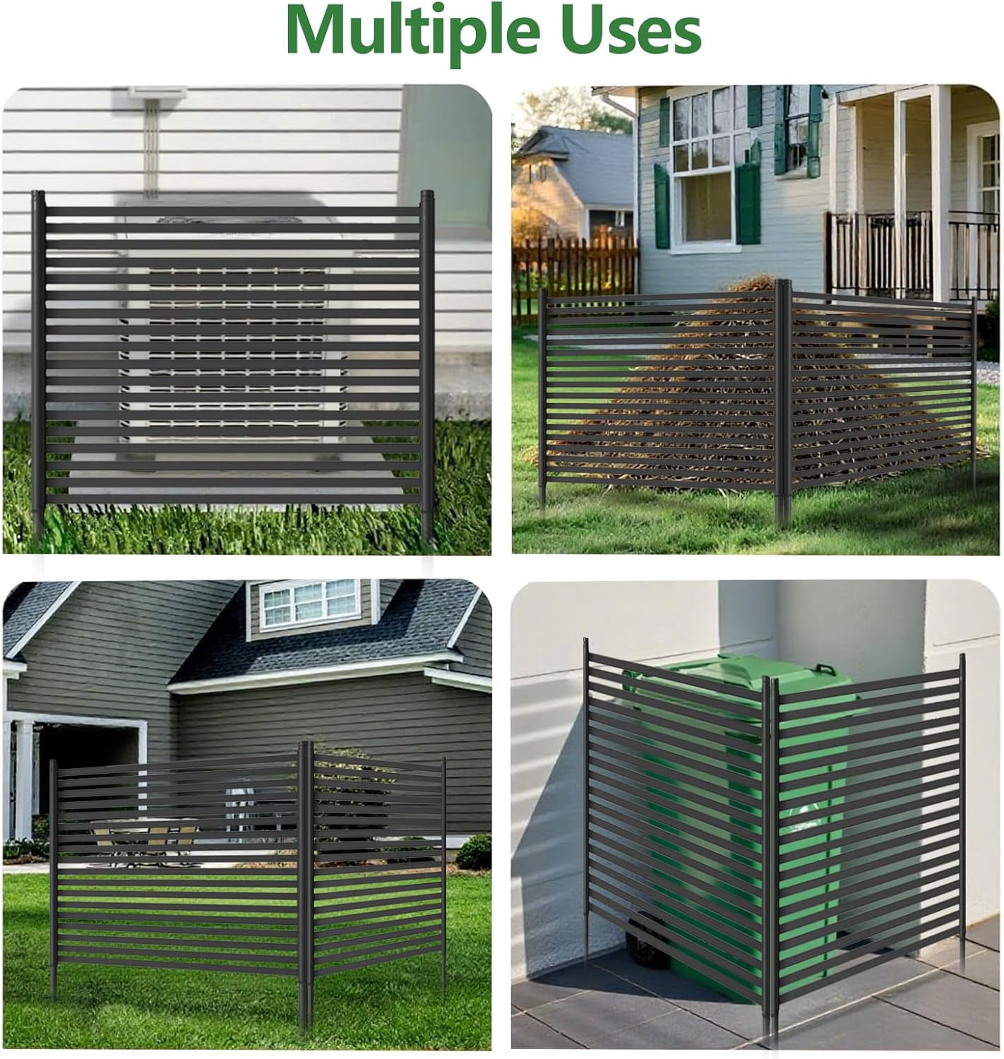 QinaQin 48x 106 Inch 3-Panel Metal Privacy Fence Panels,No-Dig Outdoor Fence,Rustproof Decorative Screen for Garden & Yard,Black