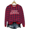 thumbnail image 5 of Yteetum Christmas Crewneck Sweartshirts for Women Oversize Merry Christmas Plaid Raglan Letter Print Fleece-Lined Pullover Hoodless Sweatshirts Top Womens Round Neck Sports Xmas Holiday Sweatshirts, 5 of 8