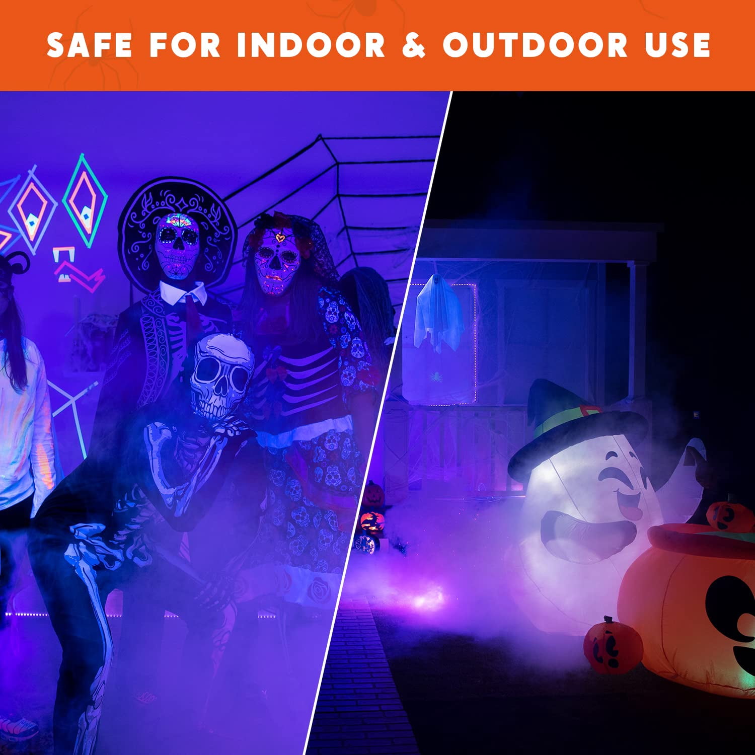 Joyfy Halloween Fog Machine,500W Outdoor Smoke Machine with 13 Colorful LED Lights & Wireless Remote Control for Wedding,Halloween,Party (Not Included Atomized Liquid)