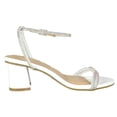 thumbnail image 3 of Top Moda Shoes Women Block Short Heels Open Toe Ankle Strap Bling Rhinestone CITY-1 White PU 8.5, 3 of 3