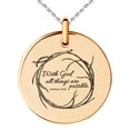 thumbnail image 4 of Tioneer Stainless Steel With God All Things Are Possible Matthew 19:26 Engraved Small Medallion Circle Charm Pendant Necklace, 4 of 4