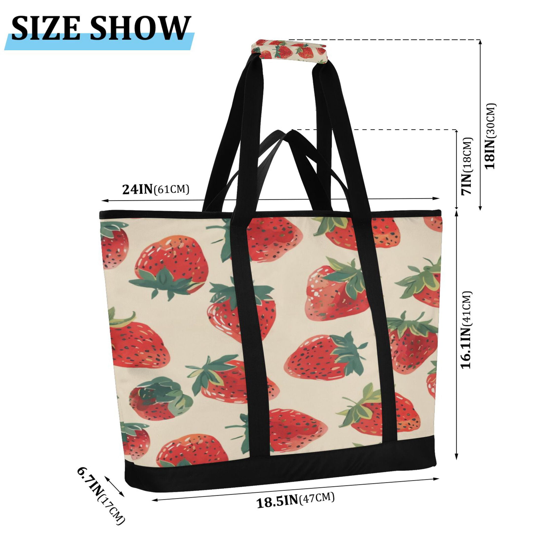 Large Hand-held Ice Pack Picnic Bag Insulation and Refrigeration Suitable for Shopping Picnics and Camping Red Strawberry
