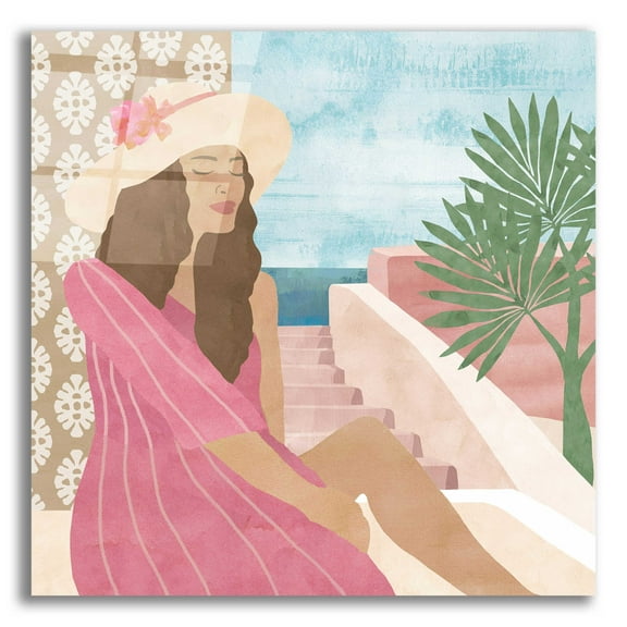 Epic Art 'Mediterranean Holiday II' by Flora Kouta Acrylic Glass Wall Art, 12"x12"