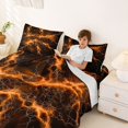 thumbnail image 3 of Homewish Orange Glowing Lightning Bed Sheets,Classic Contemporary Full Size Sheets,4 Pieces,1 Flat Sheet, 1 Fitted Sheet and 2 Pillowcases, 3 of 6